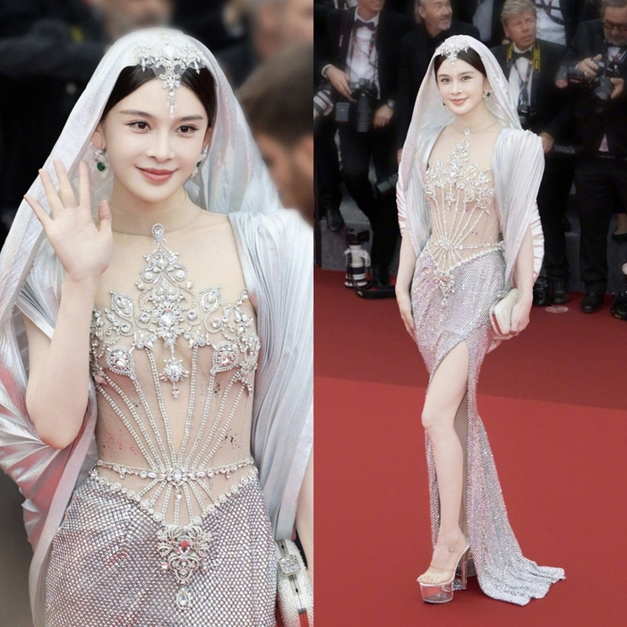Hình ảnh Triệu Anh Tử bị đuổi khỏi thảm đỏ Cannes