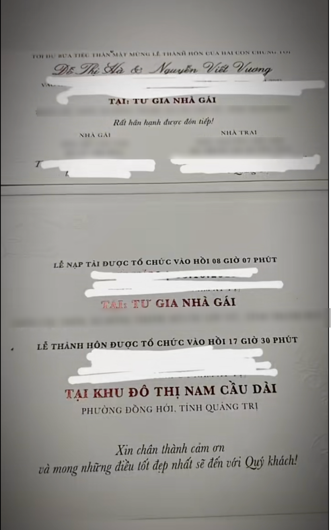 Thiệp cưới của Đỗ Thị Hà và thiếu gia Viết Vương được hé lộ