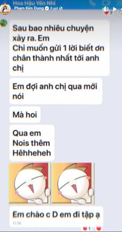 Đoạn tin nhắn của Hoa hậu Yến Nhi