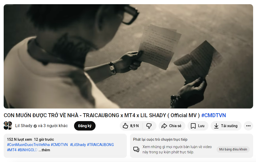 MV mới của Bình Gold, Lil Shady, MT4 và TRAICAUBONG MV của Bình Gold cùng các rapper khác