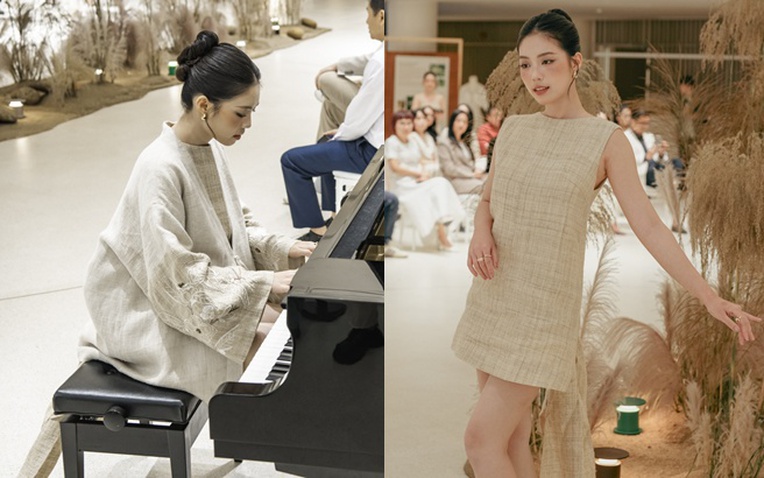 Á hậu Châu Anh trên sàn runway trong bộ sưu tập Terrace Collection