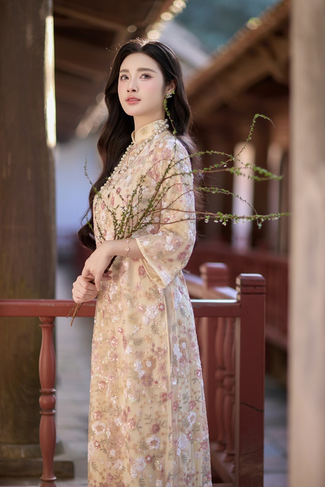 Hoa khôi Thanh lịch Hà Nội 2025 Đinh Hoài An thướt tha trong bộ ảnh đón thu- Ảnh 9. Đinh Hoài An hoạt động người mẫu ảnh