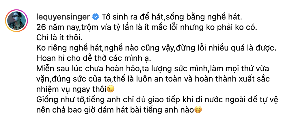 Lệ Quyên đăng tâm thư, Hồ Ngọc Hà bị réo tên- Ảnh 2. Lệ Quyên được cho là có ẩn ý đến Hồ Ngọc Hà