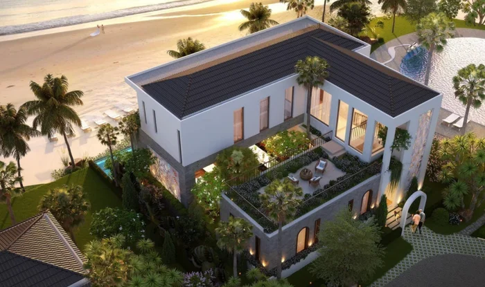 Biệt thự view biển tại Hội An của Tuấn Hưng nhìn từ trên cao. Biệt thự view biển Hội An